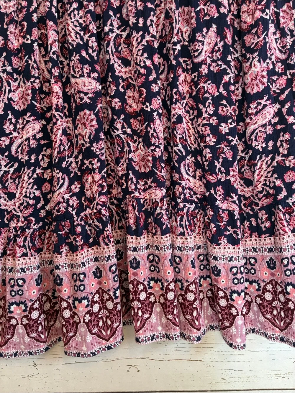 Knox Rose Navy & Pink Floral/Paisley Patterned V-Neck Dress, size XL, NWT - Picture 7 of 16